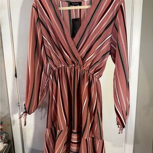 💚Wicked Vibes🩷Striped Pink Dress